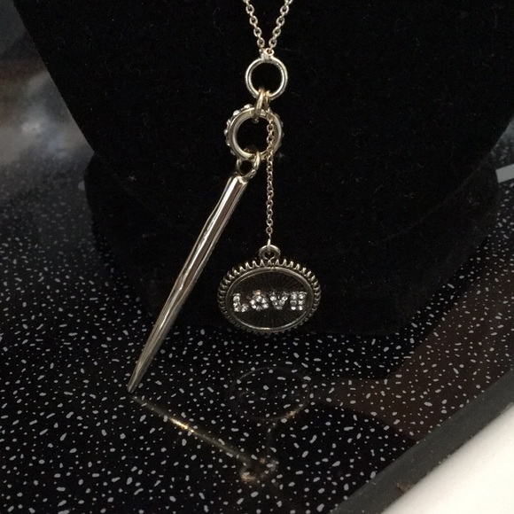 New Rachel Roy Long Pendant LOVE Gold Pave Crystal - Picture 1 of 4